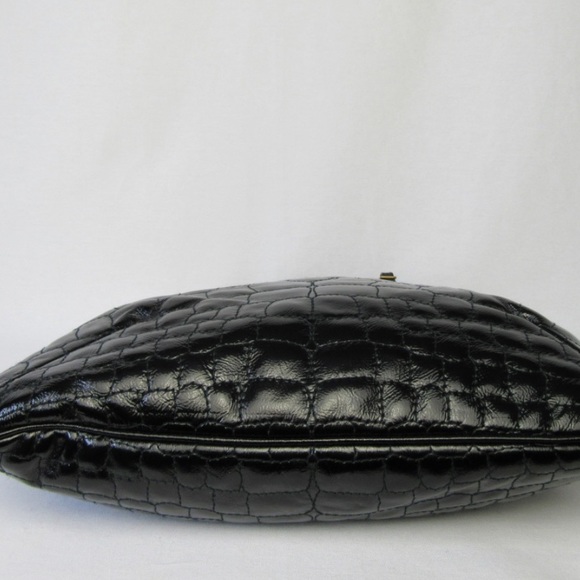 [YSL] Black Patent Croc Embossed Leather Metropolis Bag - Picture 9 of 16